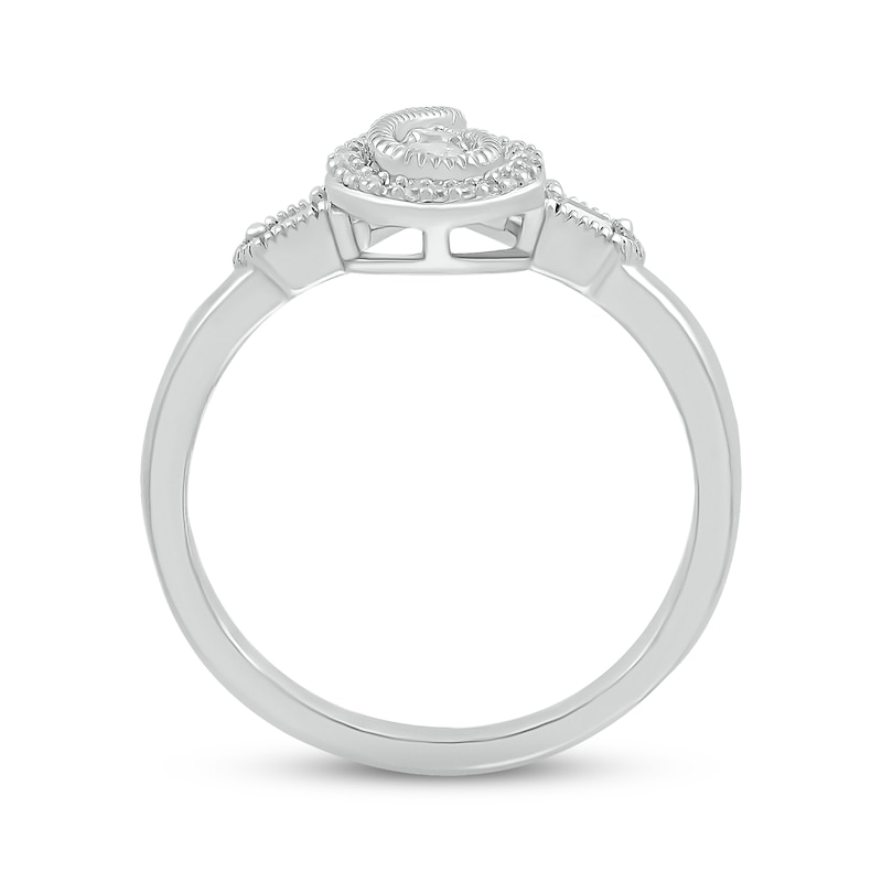 Main Image 2 of Baguette & Round-Cut Multi-Diamond Paisley Frame Promise Ring 1/6 ct tw Sterling Silver
