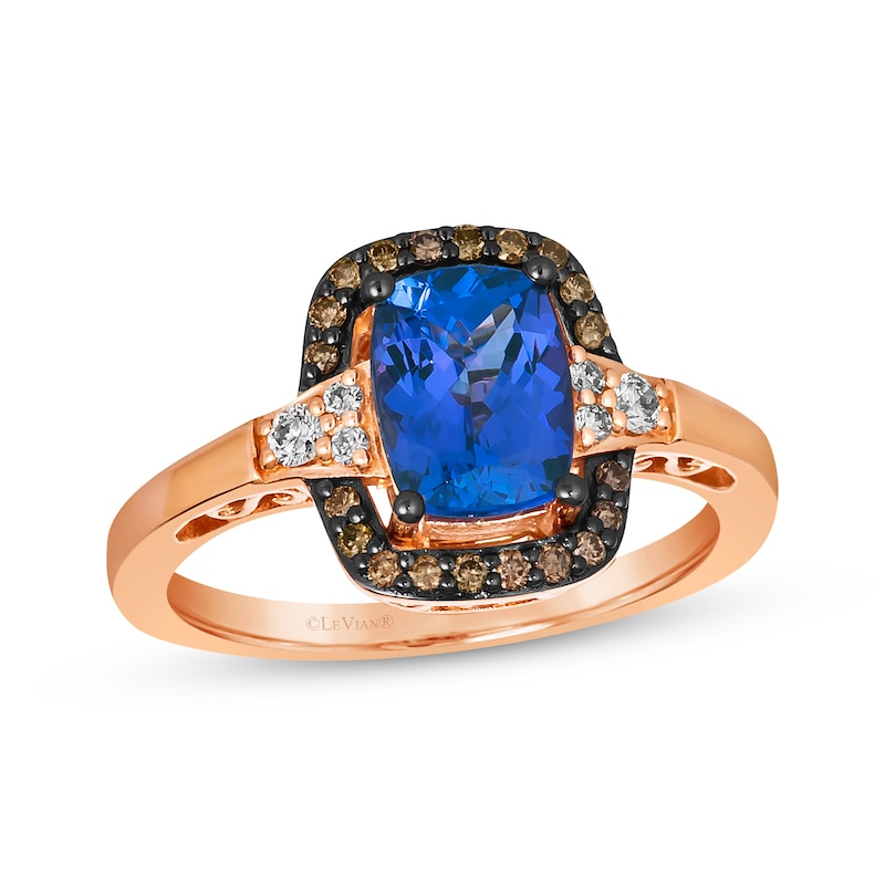 Le Vian Cushion-Cut Tanzanite Ring 1/4 ct tw Diamonds 14K Strawberry Gold