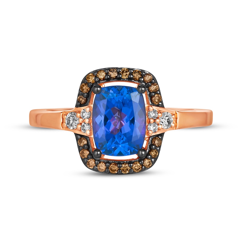 Main Image 4 of Le Vian Cushion-Cut Tanzanite Ring 1/4 ct tw Diamonds 14K Strawberry Gold