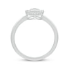 Baguette & Round-Cut Multi-Diamond Center Oval Frame Promise Ring 1/8 ct tw Sterling Silver