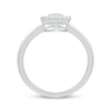 Thumbnail Image 2 of Round & Baguette-Cut Multi-Diamond Oval Halo Promise Ring 1/8 ct tw Sterling Silver