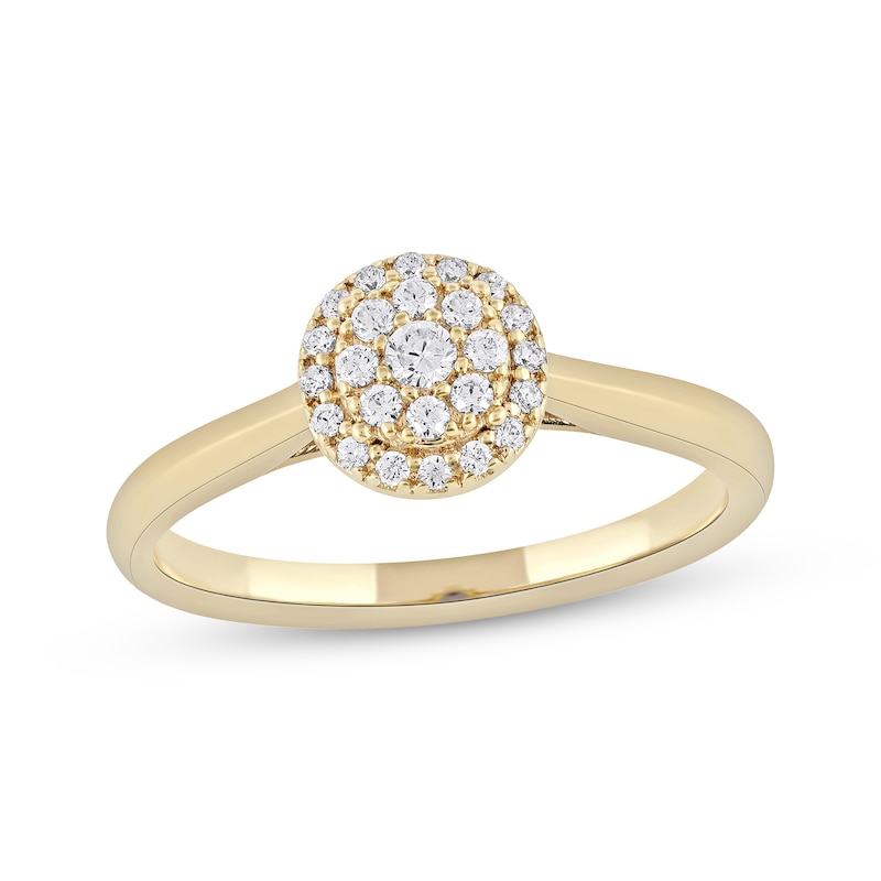 Main Image 1 of Diamond Halo Promise Ring 1/5 ct tw 10K Yellow Gold