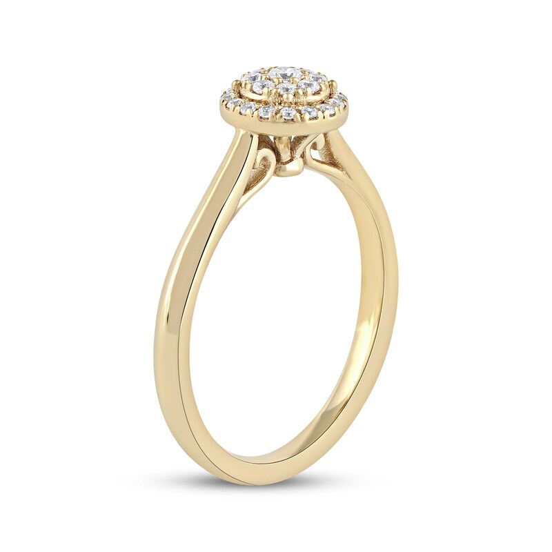 Main Image 2 of Diamond Halo Promise Ring 1/5 ct tw 10K Yellow Gold