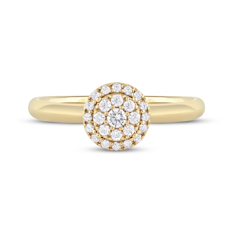 Multi-Diamond Center Halo Promise Ring 1/5 ct tw 10K Yellow Gold