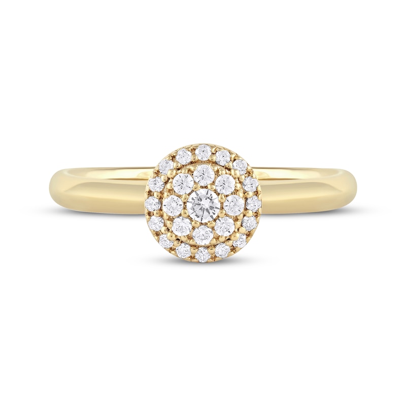 Main Image 3 of Diamond Halo Promise Ring 1/5 ct tw 10K Yellow Gold