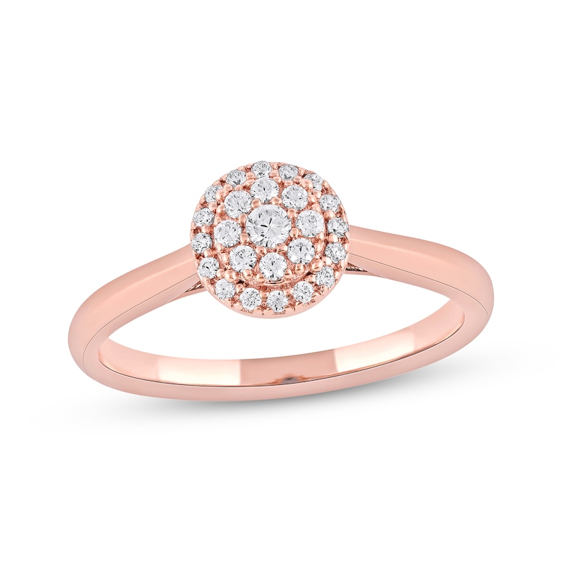 Main Image 1 of Diamond Double Halo Promise Ring 1/5 ct tw 10K Rose Gold