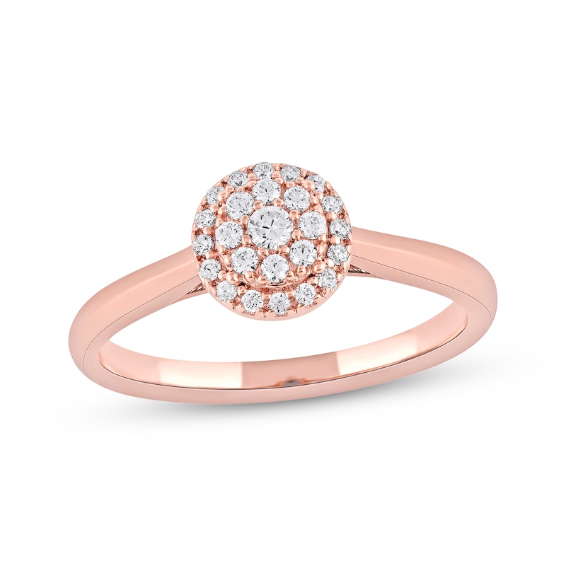 Multi-Diamond Center Halo Promise Ring 1/5 ct tw 10K Rose Gold