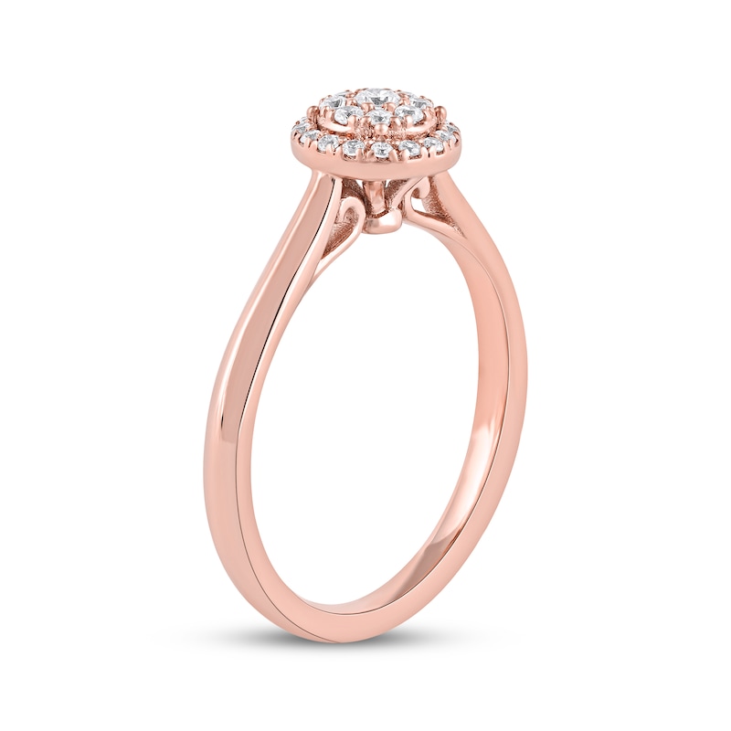 Main Image 2 of Diamond Double Halo Promise Ring 1/5 ct tw 10K Rose Gold