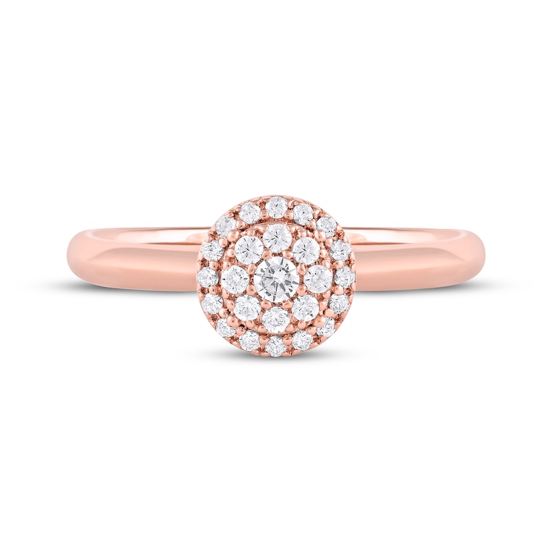 Main Image 3 of Diamond Double Halo Promise Ring 1/5 ct tw 10K Rose Gold