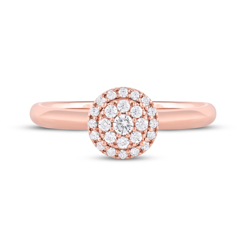 Multi-Diamond Center Halo Promise Ring 1/5 ct tw 10K Rose Gold