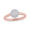Multi-Diamond Center Halo Beaded Promise Ring 1/5 ct tw 10K Rose Gold
