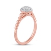 Thumbnail Image 2 of Diamond Double Halo Beaded Shank Promise Ring 1/5 ct tw 10K Rose Gold