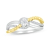 Diamond Beaded Crossover Promise Ring 1/10 ct tw Sterling Silver & 10K Yellow Gold
