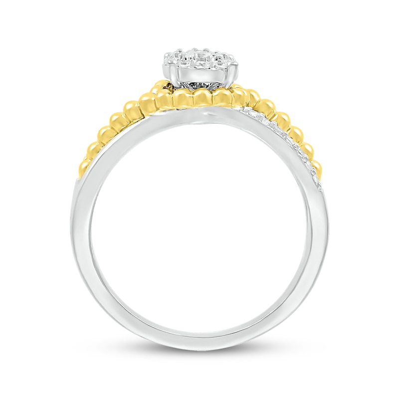 Main Image 2 of Diamond Beaded Wraparound Promise Ring 1/5 ct tw Sterling Silver & 10K Yellow Gold