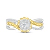 Diamond Beaded Crossover Promise Ring 1/5 ct tw Sterling Silver & 10K Yellow Gold