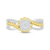 Thumbnail Image 3 of Diamond Beaded Wraparound Promise Ring 1/5 ct tw Sterling Silver & 10K Yellow Gold