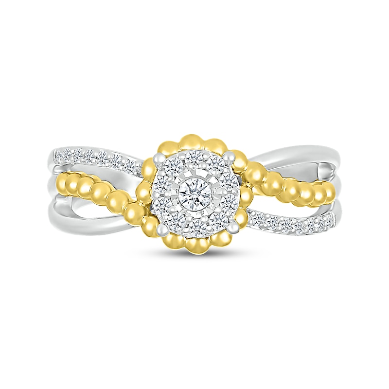 Main Image 3 of Diamond Beaded Wraparound Promise Ring 1/5 ct tw Sterling Silver & 10K Yellow Gold