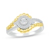 Diamond Beaded Bypass Promise Ring 1/4 ct tw Sterling Silver & 10K Yellow Gold