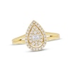 Baguette & Round-Cut Diamond Pear Halo Ring 1/4 ct tw 10K Yellow Gold