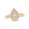 Thumbnail Image 0 of Baguette & Round-Cut Diamond Pear Halo Promise Ring 1/4 ct tw 10K Yellow Gold