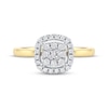 Thumbnail Image 3 of Baguette & Round-Cut Multi-Diamond Cushion Halo Promise Ring 1/4 ct tw 10K Yellow Gold