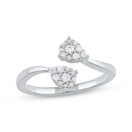Multi-Diamond Teardrop Bypass Promise Ring 1/5 ct tw 10K White Gold