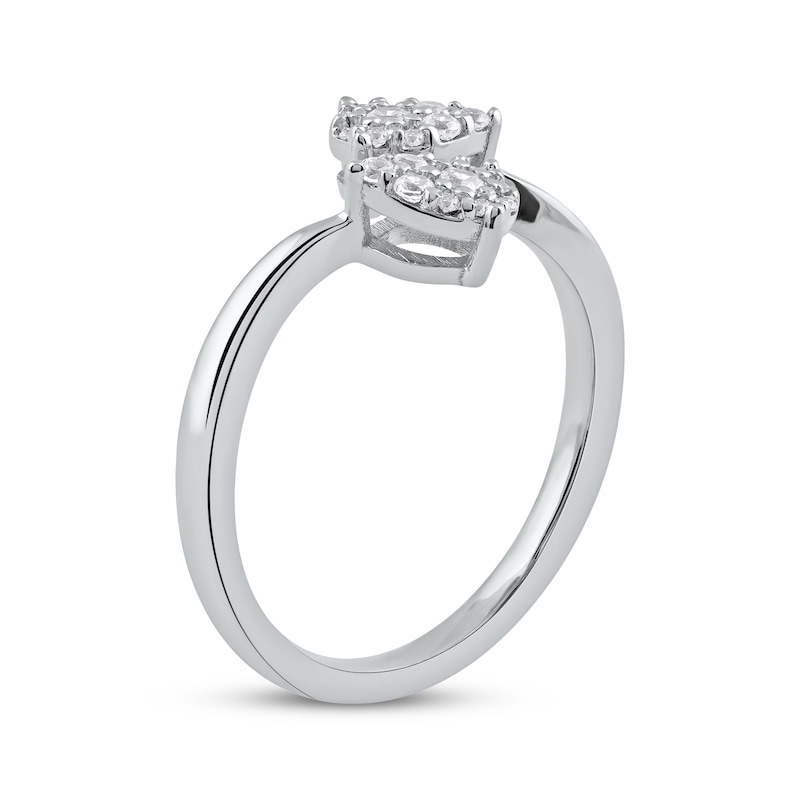 Main Image 2 of Multi-Diamond Teardrop Bypass Promise Ring 1/5 ct tw 10K White Gold