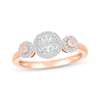 Multi-Diamond Center Three Halo Promise Ring 1/4 ct tw 10K Rose Gold