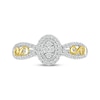 Multi-Diamond Center Oval Frame Swirl Promise Ring 1/4 ct tw Sterling Silver & 10K Yellow Gold