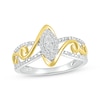 Thumbnail Image 0 of Multi-Diamond Center Marquise Frame Swirl Promise Ring 1/8 ct tw Sterling Silver & 10K Yellow Gold