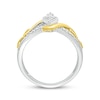 Thumbnail Image 1 of Multi-Diamond Center Marquise Frame Swirl Promise Ring 1/8 ct tw Sterling Silver & 10K Yellow Gold