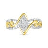 Thumbnail Image 2 of Multi-Diamond Center Marquise Frame Swirl Promise Ring 1/8 ct tw Sterling Silver & 10K Yellow Gold