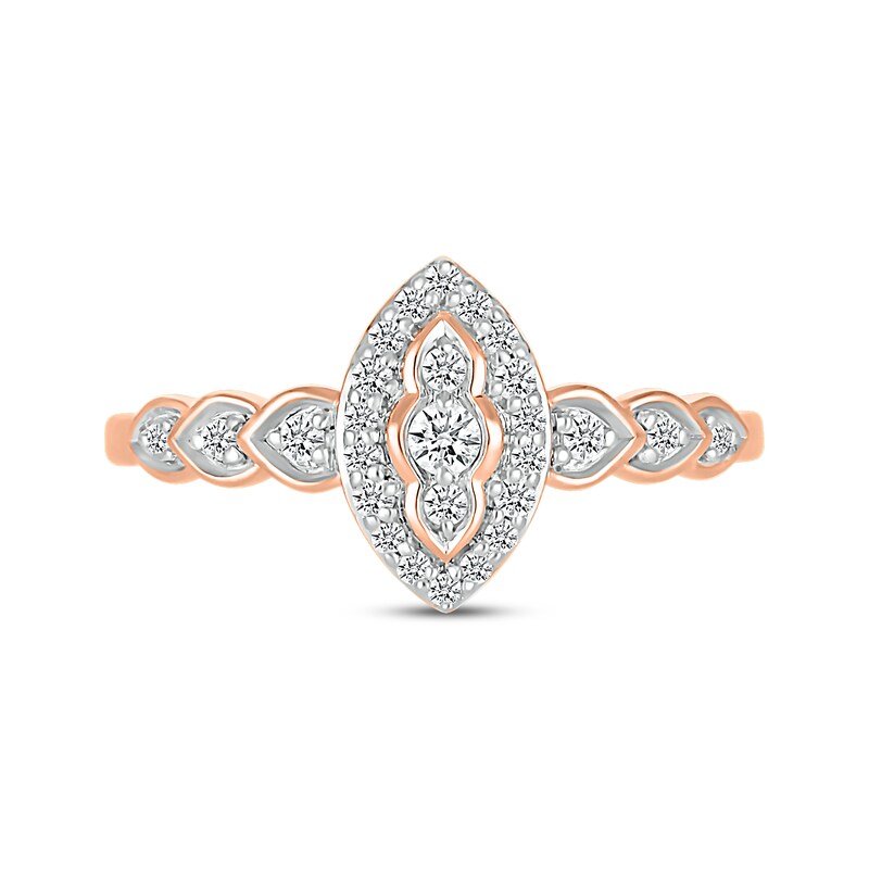 Main Image 3 of Diamond Marquise Halo Promise Ring 1/5 ct tw 10K Rose Gold
