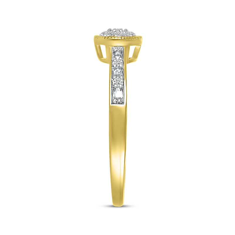 Baguette & Round-Cut Multi-Diamond Promise Ring 1/6 ct tw 10K Yellow Gold