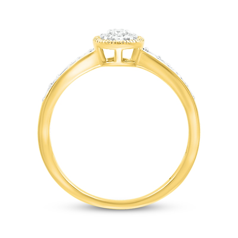 Main Image 3 of Round & Baguette-Cut Multi-Diamond Promise Ring 1/6 ct tw 10K Yellow Gold