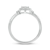 Thumbnail Image 1 of Baguette & Round-Cut Multi-Diamond Center Cushion Frame Promise Ring 1/4 ct tw 10K White Gold