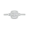 Thumbnail Image 3 of Baguette & Round-Cut Multi- Diamond Cushion Frame Promise Ring 1/4 ct tw 10K White Gold