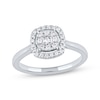 Thumbnail Image 1 of Round & Baguette-Cut Diamond Cushion Halo Promise Ring 1/4 ct tw 10K White Gold