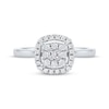 Thumbnail Image 3 of Round & Baguette-Cut Diamond Cushion Halo Promise Ring 1/4 ct tw 10K White Gold