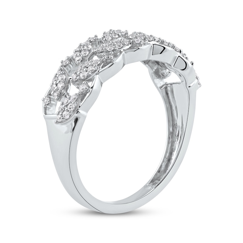 Main Image 2 of Round-Cut Diamond Leaves Lattice Ring 1/4 ct tw Sterling Silver