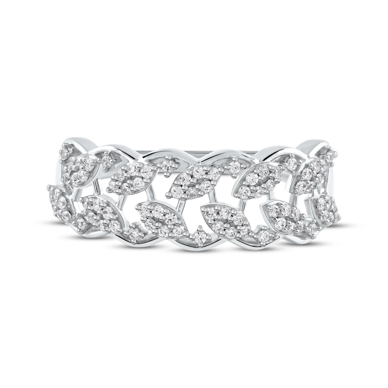 Main Image 3 of Round-Cut Diamond Leaves Lattice Ring 1/4 ct tw Sterling Silver