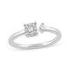 Thumbnail Image 1 of Diamond Halo Open Shank Promise Ring 1/6 ct tw 10K White Gold