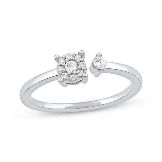 Diamond Halo Open Shank Promise Ring 1/6 ct tw 10K White Gold