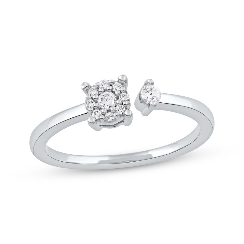 Main Image 1 of Diamond Halo Open Shank Promise Ring 1/6 ct tw 10K White Gold