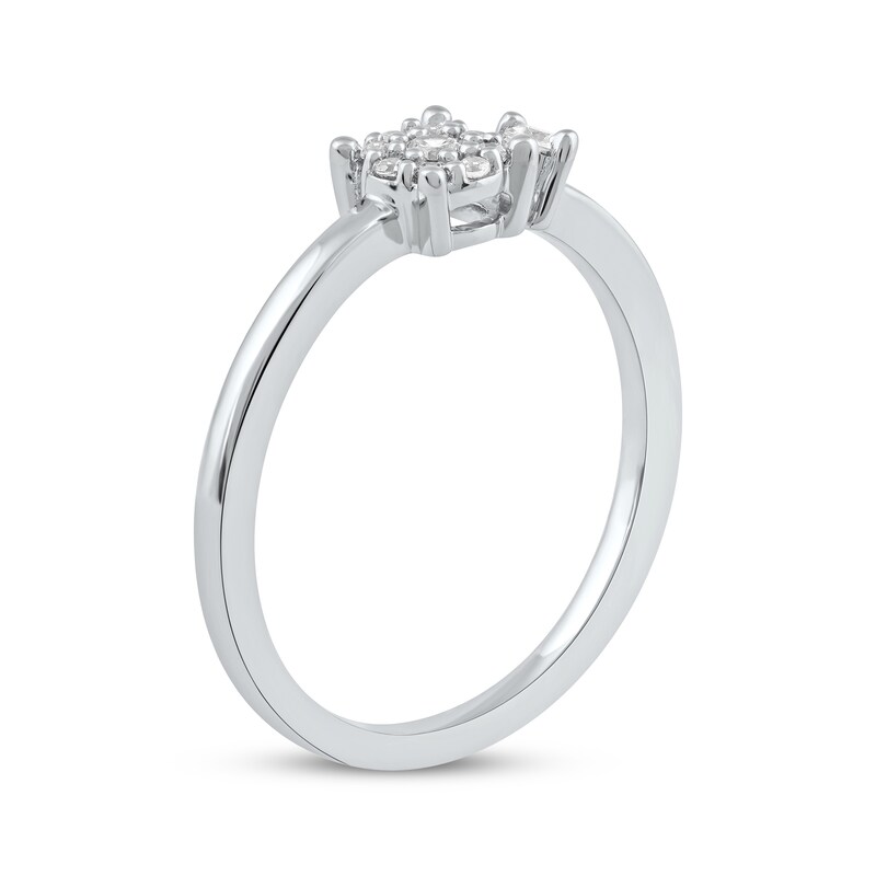 Main Image 2 of Diamond Halo Open Shank Promise Ring 1/6 ct tw 10K White Gold