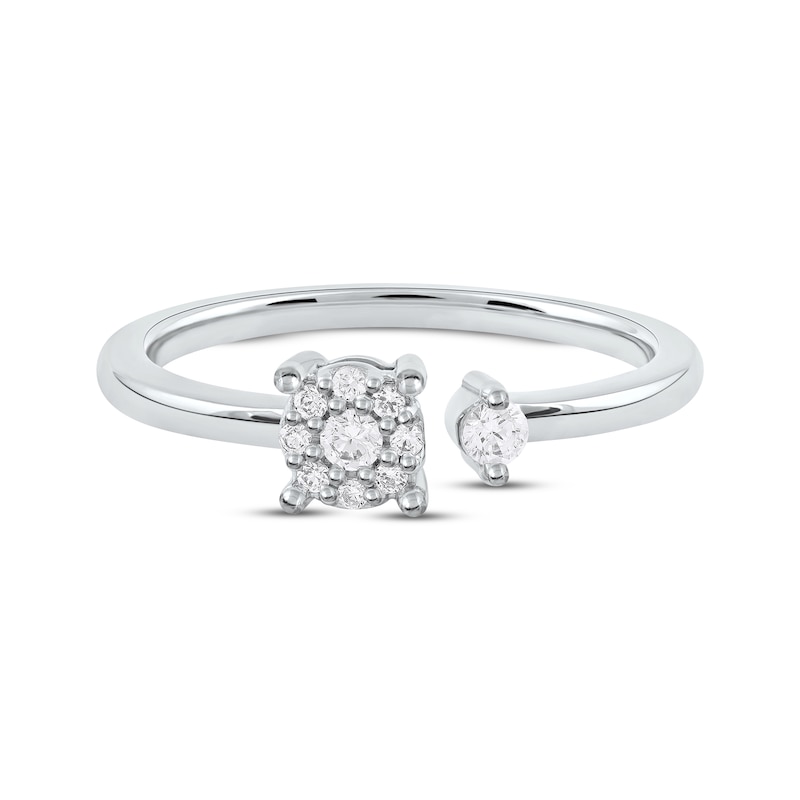 Main Image 3 of Diamond Halo Open Shank Promise Ring 1/6 ct tw 10K White Gold