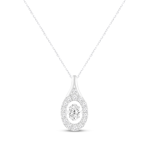 Unstoppable Love Oval-Cut Lab-Grown diamond Necklace 1 ct tw 14K White Gold 18”