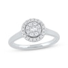 Thumbnail Image 1 of Baguette & Round-Cut Multi-Diamond Halo Promise Ring 1/4 ct tw 10K White Gold