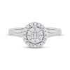 Thumbnail Image 3 of Baguette & Round-Cut Multi-Diamond Halo Promise Ring 1/4 ct tw 10K White Gold