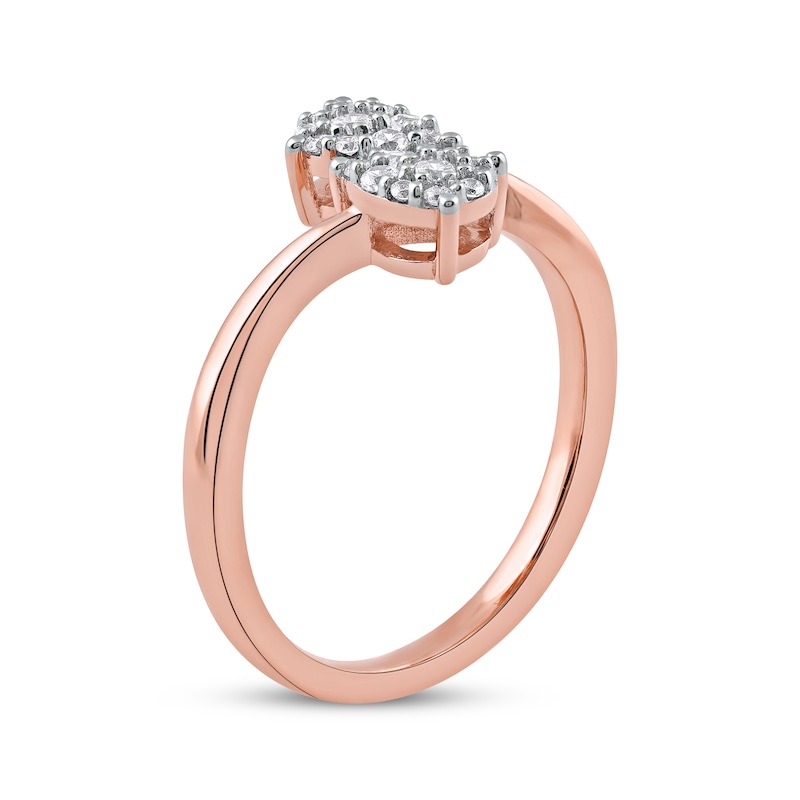 Main Image 2 of Multi-Diamond Teardrop Bypass Promise Ring 1/5 ct tw 10K Rose Gold